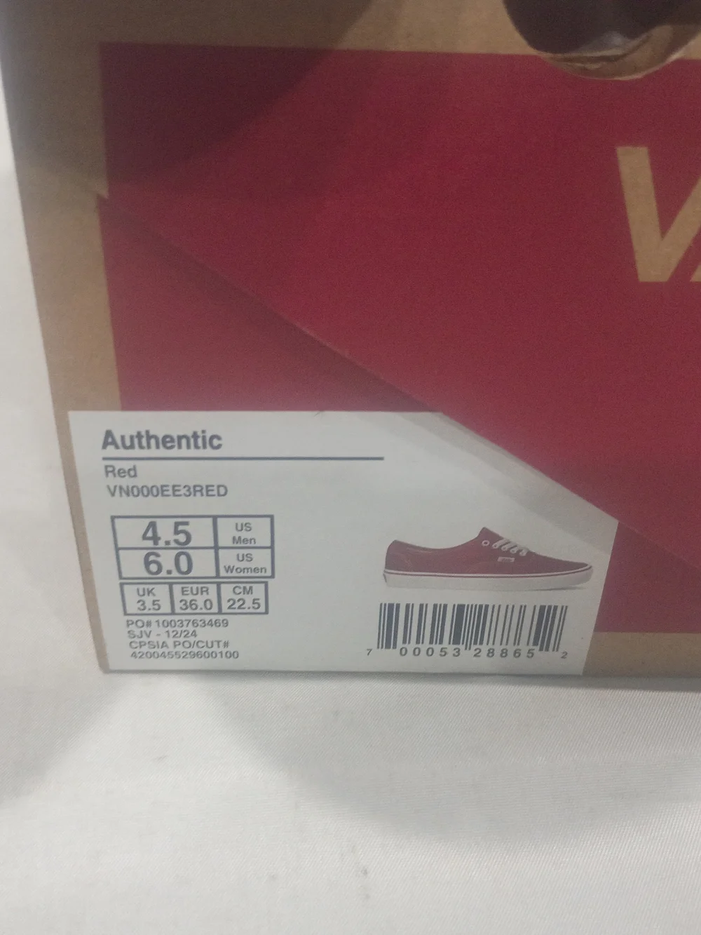 Vans Kids Authentic Canvas Sneaker - Red